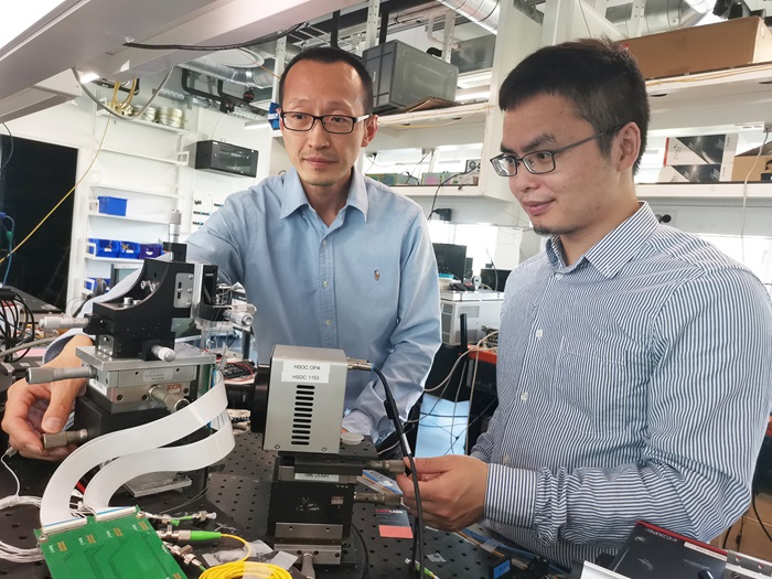 Yong Liu and Hao Hu working in the lab